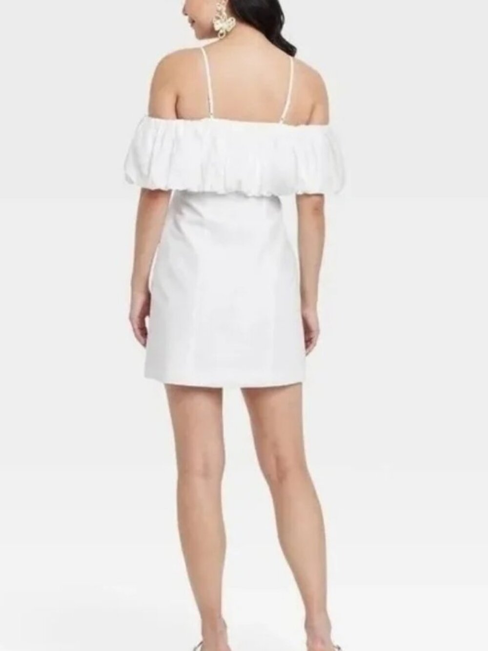 A New Day Women's Ruffle Mini A-Line Dress White - NWT - Size 6 - Picture 2 of 3
